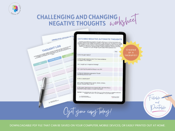 challenging and changing negative automatic thoughts worksheet