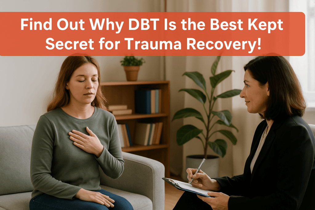 29 Find Out Why DBT Is the Best Kept Secret for Trauma Recovery A calming therapy session where a person is learning DBT techniques for trauma recovery. The therapist provides guidance in a warm, supportive environment, promoting healing and emotional regulation.