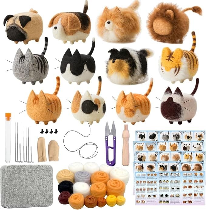truslin needle felting kit, diy crafts for adults women, hobby kit with felting supplies,felting needles, felting wool and tools for beginners
