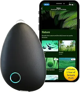 Sensate Relaxation Device, a wearable technology designed for immediate calm and long-term stress resilience through soothing vibrations and sound therapy.