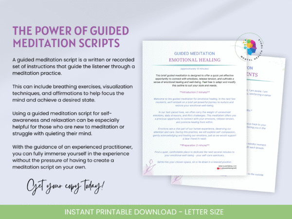 Guided Meditation Script Bundle: Anxiety Relief, Emotional Healing (PDF Download + Video Bonus) - Image 4