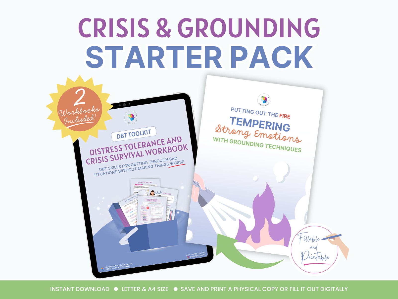Crisis and grounding starter pack DBT worksheets PDF